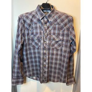 Wrangler Retro Mens Snap Button Blue‎ Size L RN# 130273